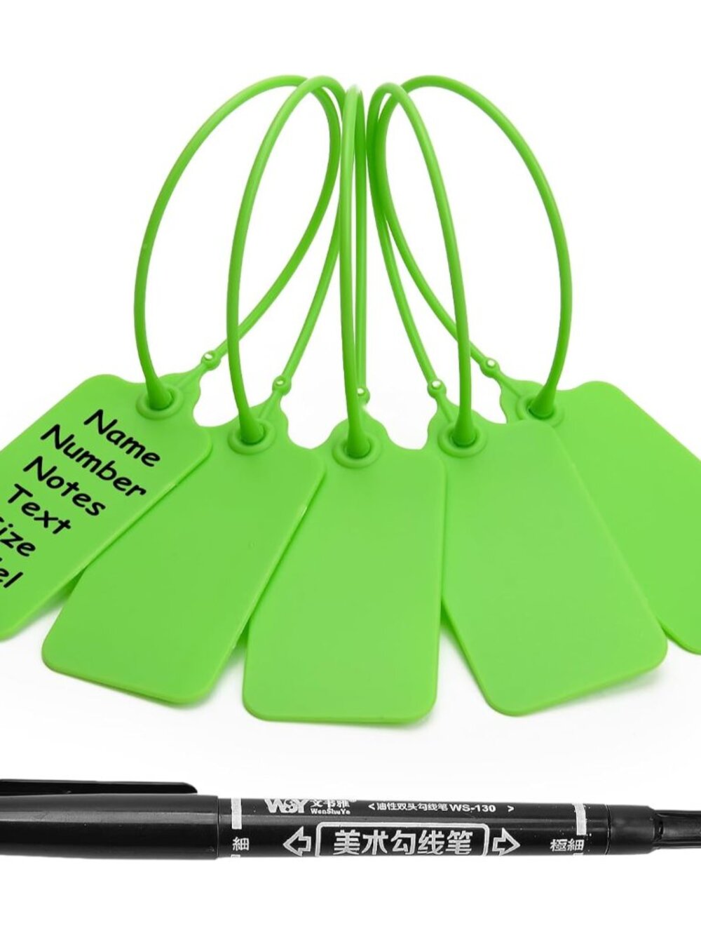 100 Green Blank Plastic Tags for Labeling Waterproof Hanging Labels Writable Tag